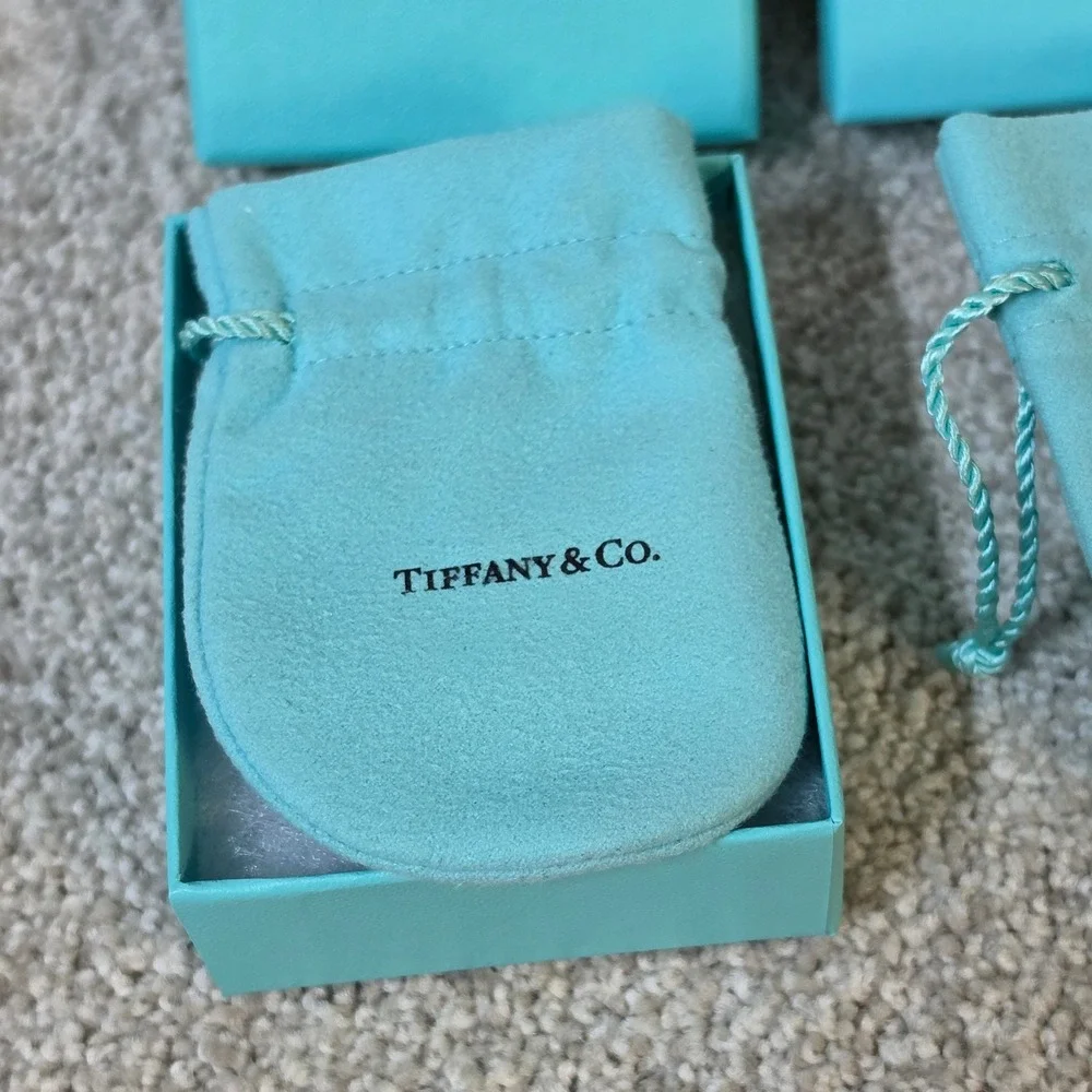 Tiffany & Co Blue Jewelry Box and Pouch Set of 2 Authentic Packaging